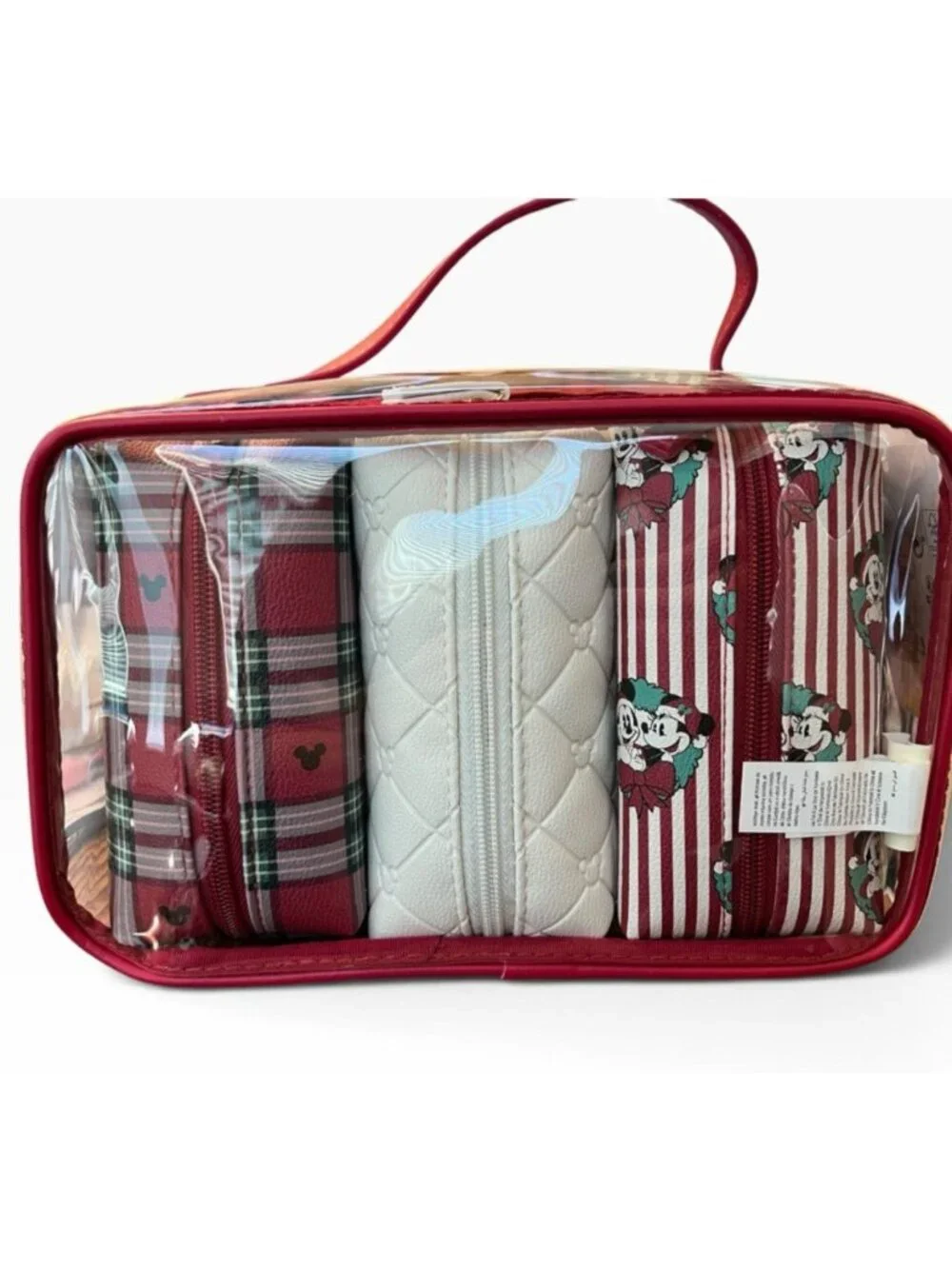 Disney Mickey & Minnie Mouse 4 Piece Christmas Zip Around Cosmetic Bag Gift Set